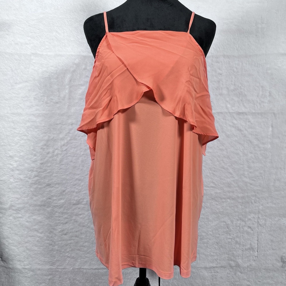 Nine West Cold Shoulder Blouse Sheer Flutter Sleeve XL‎ Boho Fairy Whimsy Ruffle